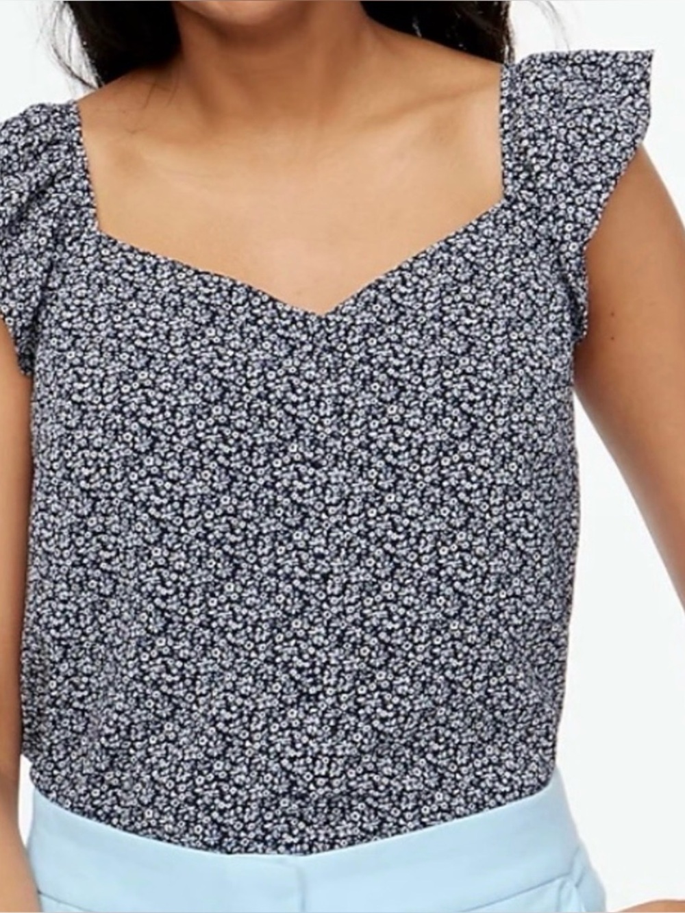 J Crew Factory Sleeveless Button-up Ruffle top ANTIQUE NAVY Size 6 NWT